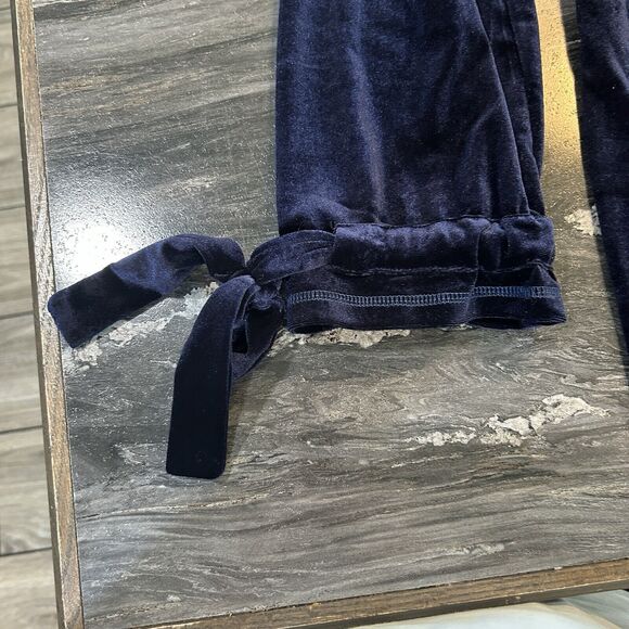 Weekend Suzanne Betro Top Large Velvet Navy Blue Tie Accent Grunge - Picture 4 of 9